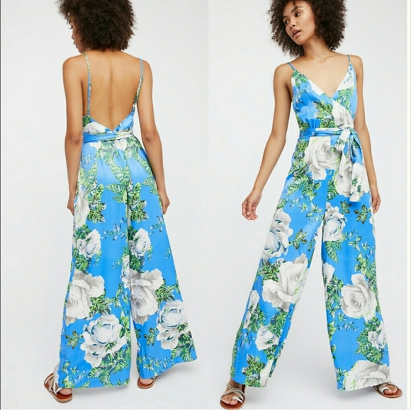 New Free People Cabbage Rose Jumpsuit Romper 4 blu - Picture 2 of 8